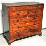 A late George III mahogany inlaid chest of drawers 112 x119cm.