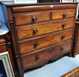 A George IV mahogany two over three chest of drawers 126 x 125cm.