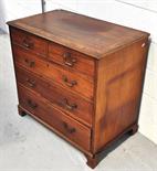 A 19th century crossbanded chest of two over three drawers, 86 x 90cm.