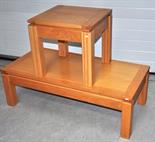 A contemporary John Lewis rectangular coffee table, length 125cm, and a square sectioned side table,