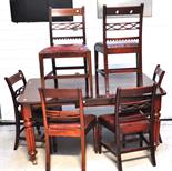 A late 19th century mahogany extending dining table with rounded rectangular top and lobed