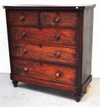 A Victorian mahogany chest of two over three drawers 126 x 112cm (af).