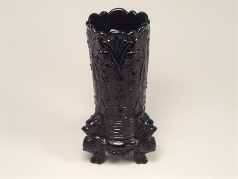 Press Moulded Glass A Black Pressed Glass Vase With Three Lion