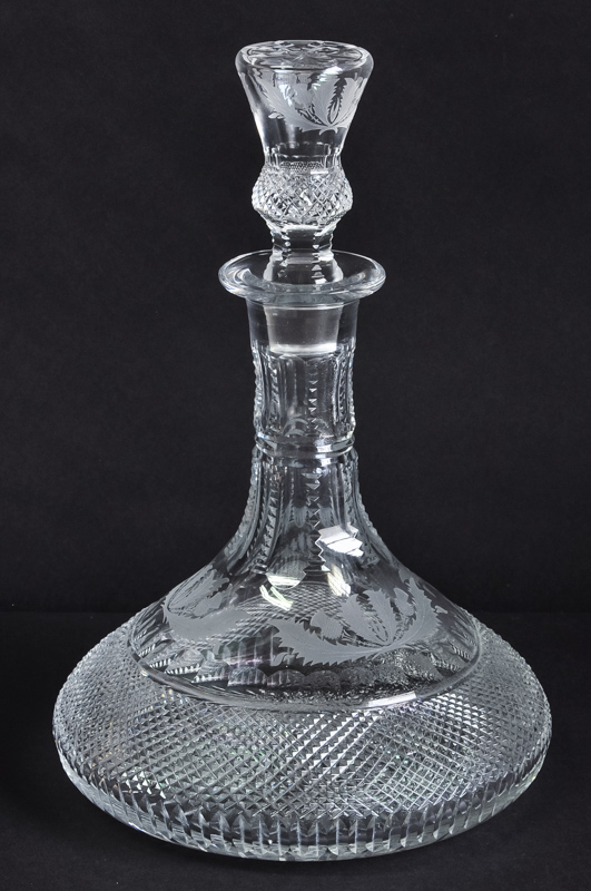 A Royal Edinburgh Crystal thistle magnum ship`s decanter, 31cm high approx.