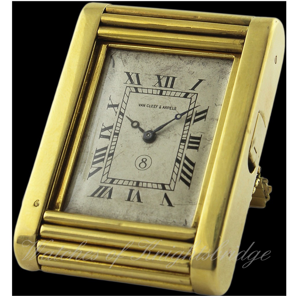 A FINE & RARE 18K SOLID GOLD 8 DAY EUROPEAN WATCH CO "KODAK MODEL" TRAVEL WATCH CIRCA 1930