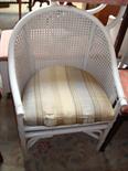 A white painted bentwood cane armchair