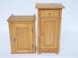 A late 19th Century pine bedside cabinet and a French pine hanging corner cabinet.