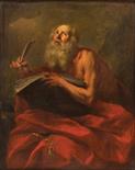 FLEMISH SCHOOL circle of gaaspar de crajer Saint Jerome Writing in the desert oil on canvas 126 x