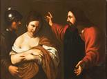 Alessandro Turchi 1578-1649 Christ and the adulteress oil on canvas 111,5 x 82 cm As it known