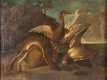 scuola romana Landscape with game oil on canvas 75 x 99 cm second half of the seventeenth century