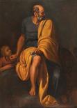 Emilian school San Marco Evangelista with an Angel oil on canvas 56,5 x 75 cm The mid-seventeenth