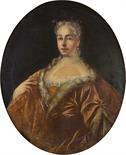venetian painter Portrait of a noblewoman with pearls oil on oval canvas 100 x 80 cm eighteenth