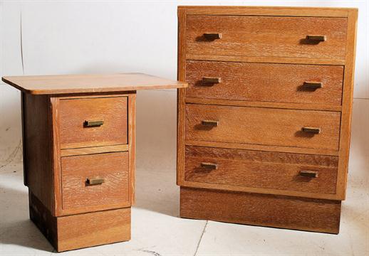 A 1930 S Heals Style Limed Oak Chest Of Drawers Together With A
