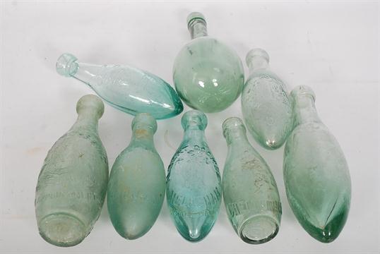 A Collection Of 19th Century Hamilton Torpedo Bottle Bottles To Include An Early J Schweppe
