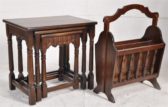 A Jaycee Oak Graduating Nest Of Tables In The Jacobean Revival