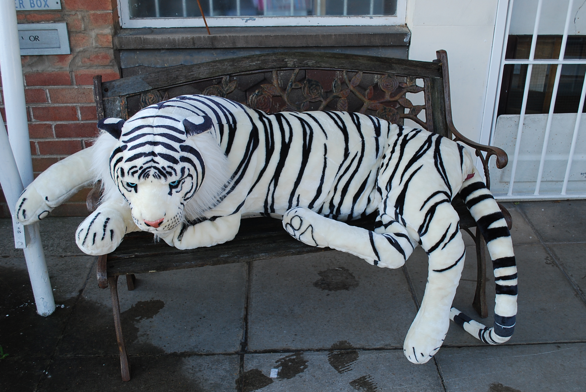 large stuffed white tiger