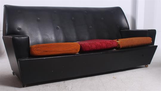A Vintage 4 Piece Original 1960 S Black Vinyl Faux Leather Suite