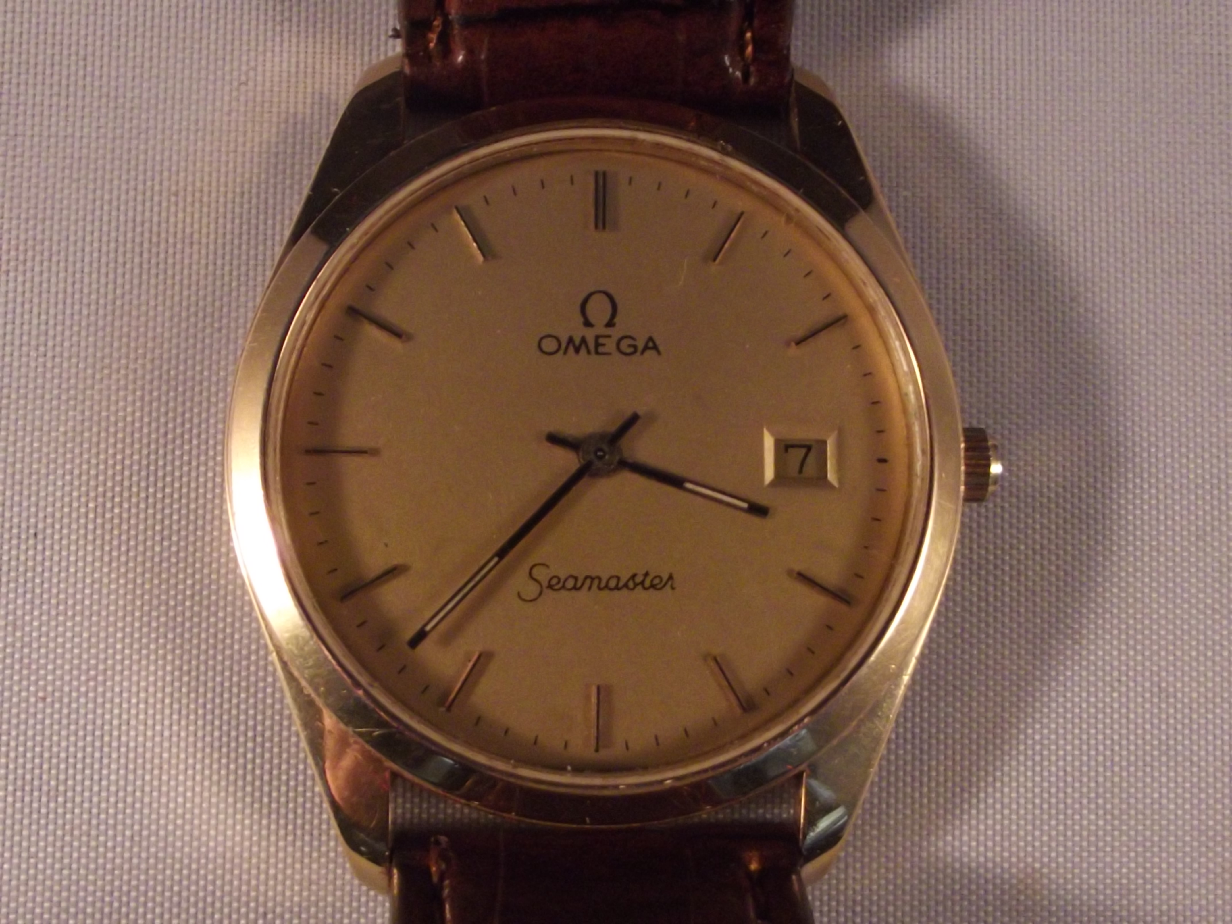 Omega seamaster quartz with leather strap. Circa 1984