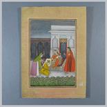 A PRINCE TENDS TO HIS LOVER`S FOOT: Deccan, Southern India, 18th century Gouache with gold on