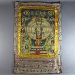 A THANGKA DEPICTING AVALOKITESVARA: Mongolia, early 20th century Pigment on cloth, the thousand