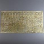 AN OFFERING SCENE: Tibet, early 20th century woodblock print on cotton with pigment, showing a