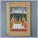KRISHNA AND RADHA ON A SWING: Deccan, Southern India, 18th century Gouache with gold on paper,