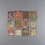TWELVE TSAKLIS: Tibet, 18th-19th centuries pigment on cloth, depicting Lhamo, Hayagriva (two),