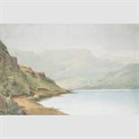 WILLIAM GREEN OF AMBLESIDE (BRITISH, 1760-1823) LAKE DISTRICT LANSCAPE NEAR BORROWDALE signed on