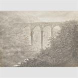 ENGLISH SCHOOL, EARLY 19TH CENTURY VIADUCT pen and ink, (unframed; with glass, mount and backboard)