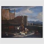 **FOLLOWER OF PIETER VAN BLOEMEN, CALLED STANDARD, 18TH CENTURY A PAIR OF PASTORAL SCENES WITH
