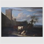 **FOLLOWER OF PIETER VAN BLOEMEN, CALLED STANDARD, 18TH CENTURY A PAIR OF PASTORAL SCENES WITH