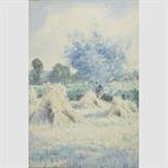 HENRY JOHN SYLVESTER STANNARD, RBA (1870-1951) CORN STOOKS signed indistinctly l.l; watercolour
