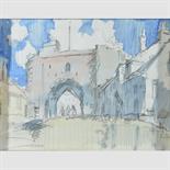 ATTRIBUTED TO SIR FRANK BRANGWYN (BRITISH, 1867-1956) OLD TOWN OF RYE, SUSSEX watercolour over