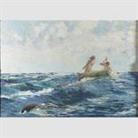 EDWARD MATTHEW HALE (BRITISH, 1852-1924) SIRENS IN A CORACLE PULLED BY PORPOISES signed and dated
