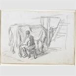 WILLIAM HENRY HUNT O.W.S (BRITISH, 1790-1864) A STUDY OF A COW signed W. HUNT l.r; pencil (