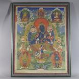A THANG-KA DEPICTING BLUE TARA, Mongolia, late 19th century Pigment with gold on cloth, the godess