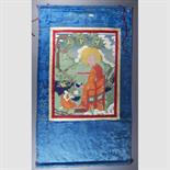 A THANG-KA DEPICTING THE ARHAT PINDOLA, Buryatia, Siberia, Russia, 19th century Pigment with gold