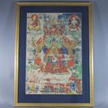A THANG-KA DEPICTING RATNASAMBHAVA, Tibet, 18th century Pigment with gold on cloth, the Buddha