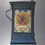 A THANG-KA DEPICTING VAJRAPANI, Buryatia, Siberia, Russia, late 19th century Pigment with gold