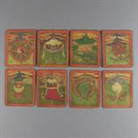 A SET OF TSAKLIS, Tibet, 19th century pigment on card, each depicting one of the eight auspicious
