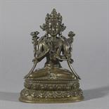 THE BODHISATTVA VAJRAPANI, Tibet, circa 17th century Bronze, seated on a double lotus throne, his