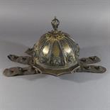 A CEREMONIAL HELMET, Mongolia or China, 20th century Brass and copper, of ribbed domed form a