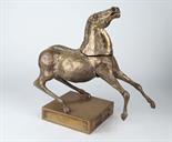 MIGUEL ORTIZ BERROCAL Spagna, 1933 - 2003 "Cavallo Casinaide", scultura puzzle in bronzo dorato