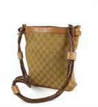 GUCCI, BORSA IN TESSUTO CON INSERTI IN PELLE25x23 cm.