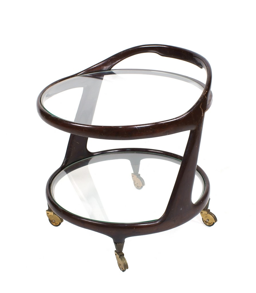 Carrello portavivande in mogano anni 40/50 a due ripiani circolari ...