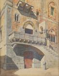 GIUSEPPE MARIA PERRONE Italia, fine XIX, inizio XX Sec. "Scorcio di palazzo veneziano", acquarello