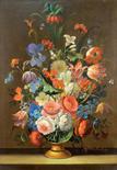 PITTORE FIAMMINGO XIX Sec. "Natura morta di fiori", olio su tela, firmato in basso a destra Jan
