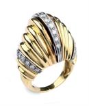 ANELLO IN ORO GIALLO 18KT BACCELLATO anni 50-60 con diamanti taglio brillante per 0,60 punti