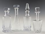 Quattro bottiglie da liquore in cristallo di forme diverse. Stile Art DÃ©co Starting Price: €50