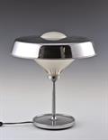 Lampada da scrivania di forma rotonda in alluminio e cristallo. Stile Art DÃ©co Altezza cm. 41,